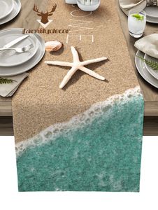 Table Runner Sea Beach Welcome Starfish Shell Table Runner Home Wedding Table Table Table Table Centres de décoration Party Dining Long N complets 230811