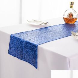 Camino de mesa Lentejuelas Bandera de mesa Babysbreath Mesas bordadas Corredor Mar Mediterráneo Mantel Decoraciones Suministros para fiestas Nuevo 10 Dh5Cp