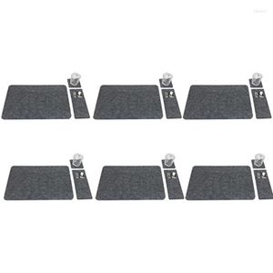 Tafelloper Set Van 6 Placemats-6x Placemats Onderzetters En Bestek Zakmatten-Beschermend