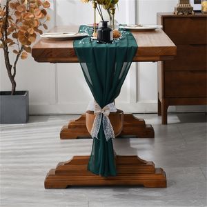 Chemin de table en mousseline de soie transparente de luxe couleur unie rustique Boho fête de mariage douche nuptiale anniversaire maison décoration de Noël 220902