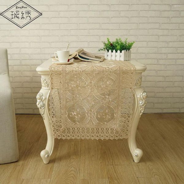 Tabla Runner Ventas especiales Transparentes Elegante Home El Banquete Partido Banquete Bordado Polyester Organza Floral