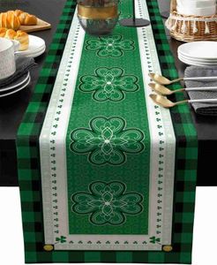 Tafelloper St Patricks geluk klavertjes linnen lopers dressoir sjaals decor boerderij dineren vakantie feestdecoratie yq240330