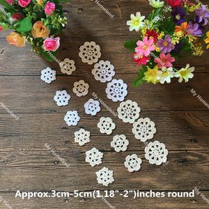 Chemin de Table Super Mini napperons 18 pièces coton fait à la main Crochet tasse tapis Pad Motifs Vintage 3-5 cm blanc Beige