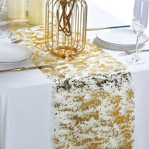 Corredor de mesa Runner de mesa Sparkle Metallic Gold Table Runners de lentejuelas de lentejuelas Metálicas Metal Mesh Roll Home Wedding Table Decoración 230811