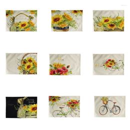 Tafelloper Thanksgiving gele zonnebloemen keuken placemat eetwaren katoen linnen kussen bowl cup mat 42 32 cm home decorcd03