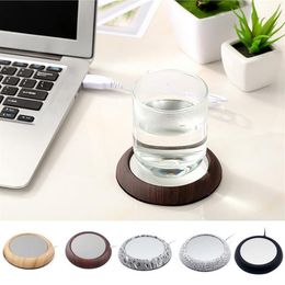 Chemin de table USB Original Grain de bois chauffe-tasse chaleur Portable électrique garder boisson au chaud tapis chauffant tasses boisson Mug278E