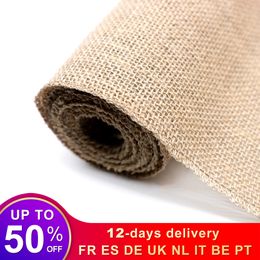 Table Runner Vintage Burlap Hessian Table Runner Natural Jute Country Wedding Farty Textiles para el hogar de Navidad Runners 230815