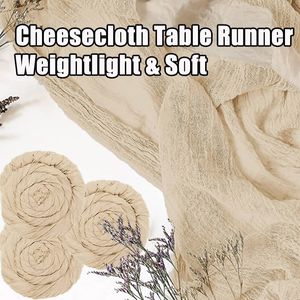 Table Runner White Cheesecloth Cotton Gauze Table Runners Rustic Gilera Gilera Runner Boho Table Runner For Wedding Party Decor 230811