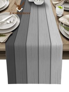 Table Runner Bois grain gris dégradé table Runner famille mariage table Drapeau pad décoration de table Partie longue nappe 230408