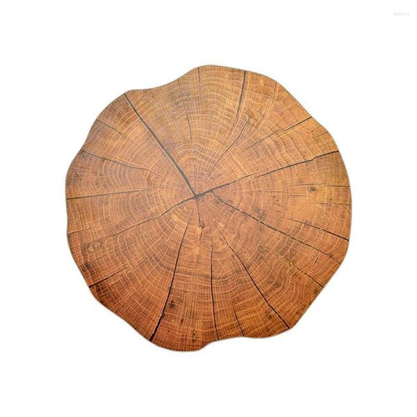 Camino de mesa Grano de madera Mantel occidental Mantel para taza de té Aislamiento térmico A prueba de humedad Bosque Boda Hogar Comedor Platos decorativos