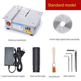 Tafelzaag Mini Desktop Elektrische cirkelzaag 96W Zevenversnellingsbak Regulering Regel Snelheid Hoek Verstelbaar DIY Woodworking Snijmachine Set