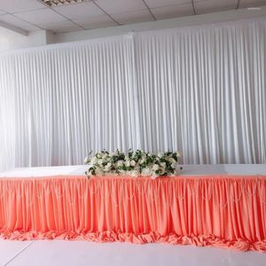 Falda de mesa, 1 pieza, 6m de longitud, 75m de altura, escenario de gasa con guirnalda de perlas onduladas para decoración para fiesta de boda