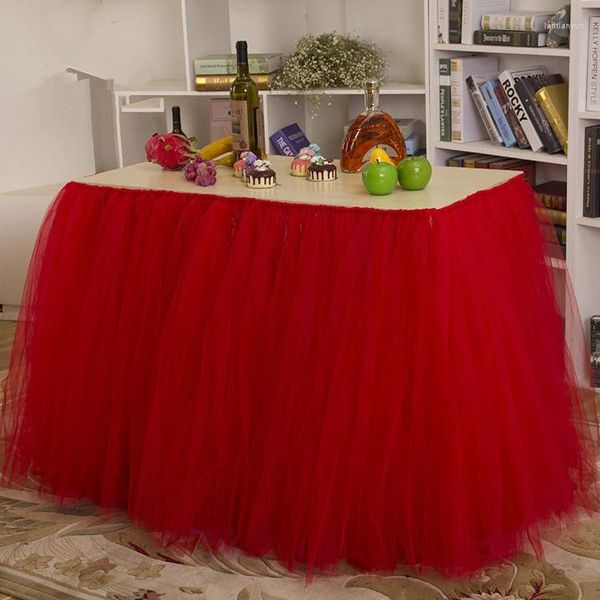 Jupe de Table 100X80 Cm, Tutu en Tulle pour fête de mariage, vaisselle en tissu, décoration de maison pour réception-cadeau pour bébé, jupe d'anniversaire