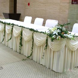 Tafelrok 10ft (3M) witte rokken ijszijde effen met prachtige Swag stoffen bruiloft decoratie
