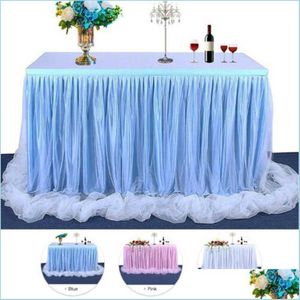 Jupe De Table 183 X77 Cm Fête De Mariage Tutu Tle Jupe De Table Er Vaisselle Tissu Baby Shower Home Decor Plinthe Anniversaire Drop Delivery Dhrgo