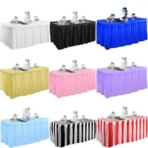 Jupe de Table jetable en plastique sans BPA, nappe rectangulaire réutilisable, pour fête d'anniversaire, Banquet, 1 pièce