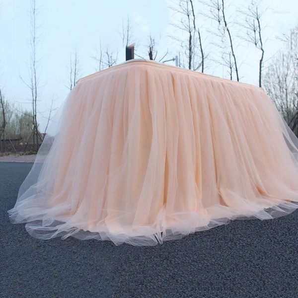 Jupe de Table Tutu en Tulle 2024, décoration de jardin de maison, nappe de fête, couleurs acidulées, voiles de mariage pour l'extérieur