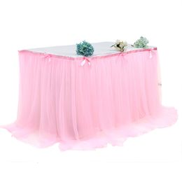 Tafel rok 280x76cm roze tafel rok trouwfeest witte tutu tule tafelgerei doek baby shower verjaardag feestje tafel rok home decor 190 cm 230209