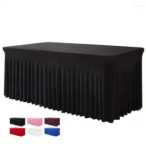 Tafel rok 6ft rechthoek rokken polyester gemonteerde deksels zwarte doek voor 6 ft met spandex deksel