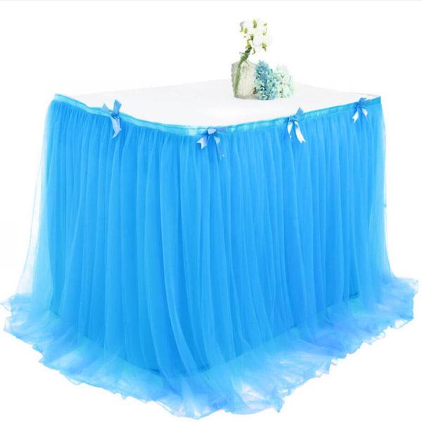 Jupe de table bébé douche fête mariage bureau décoration couverture Tulle Tutu Banquet plinthe Textile de maison