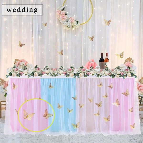 Jupe de table anniversaire avec le genre de papillon révéler une baby shower tutu banquet de mariage cocktail en soirée décoration