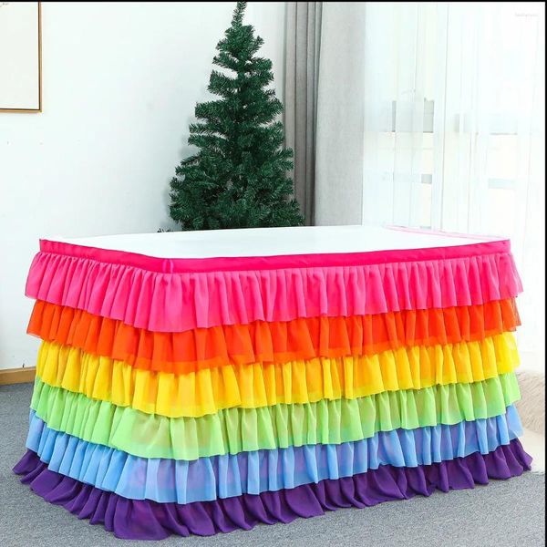 Jupe de Table en Tulle coloré, tissu Tutu rectangulaire, décoration de fête prénatale, mariage et anniversaire, fête d'hiver