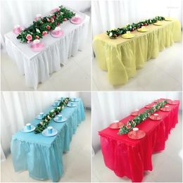 Jupe de Table jetable en PEVA, rectangulaire, couverture de bureau pour fête d'anniversaire d'enfant, décoration de mariage et de maison