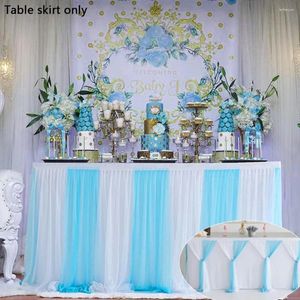 Jupe de Table rectangulaire en mousseline de soie, pour plusieurs Occasions, fête prénatale, fête d'anniversaire, décor de mariage