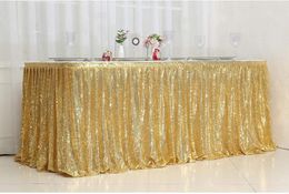 Jupe de Table à paillettes dorées, tissu de Table, décor de fête d'anniversaire, accessoires de mariage et de noël, décoration de bonbons, Festival