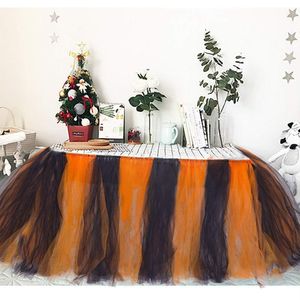 Jupe de table Halloween jupe de table bricolage Tutu vaisselle jupes pour mariage anniversaire décoration de table bébé douche faveurs fête maison Textile 230925