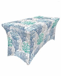 Jupe de table Organismes marins Coral bleu vert gris rectangulaire de mariage élastique couverture de cuisine