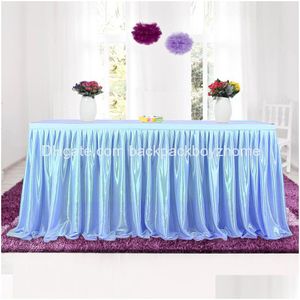 Jupe de table Nouveau Tle Tutu Tabinet de vaisselle pour le banquet de fête Décoration de maison Pincing 3 couleurs Drop Livraison Textiles de jardin Cl OT1RJ