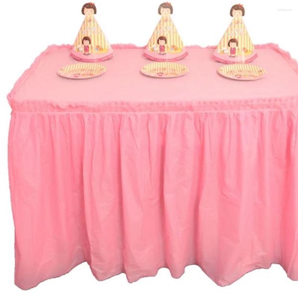 Jupe de table en plastique rectangulaire pour festival, décoration de douche extérieure, couverture de bureau, fête, maison, banquet, anniversaire, mariage, enfant