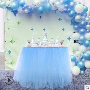 Jupe de Table en Tulle Tutu en gaze fine, 91.5x80cm, vaisselle pour décoration de fête de mariage, Tables en Textile pour mariages