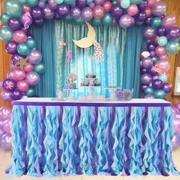 Jupe de Table jupes de Table rondes pour décor de mariage Tulle Tutu Banquet sirène fête d'anniversaire décor pour enfants tissu 231019