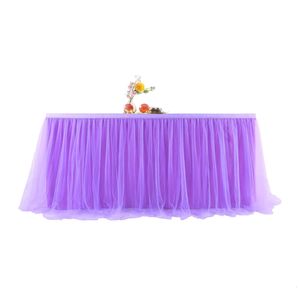 Jupe de table Décoration douce Anniversaire Tissu Mariage Accessoires pour la maison Fête Tulle Couvre Blanc Rose Violet Nappe Rectangulaire 240315