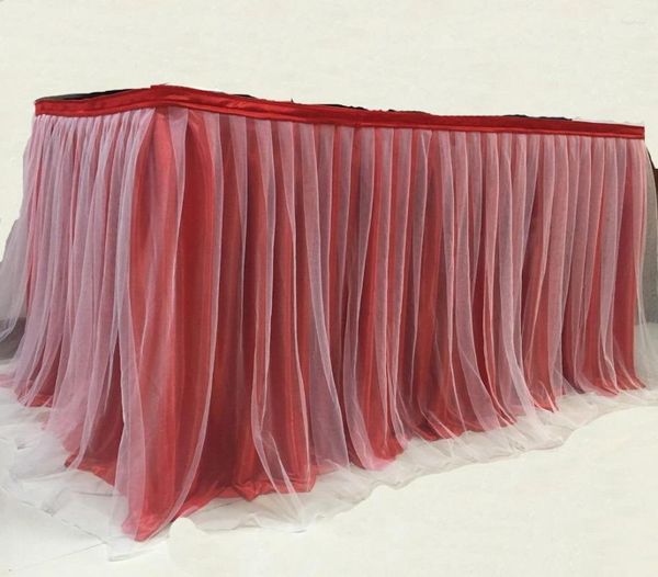 Jupe de Table Tulle Pour Soirée Mariage Décoration de la Maison Anniversaire/Baby Shower Mousseline de Soie Gaze Voile de Mariée Plinthe