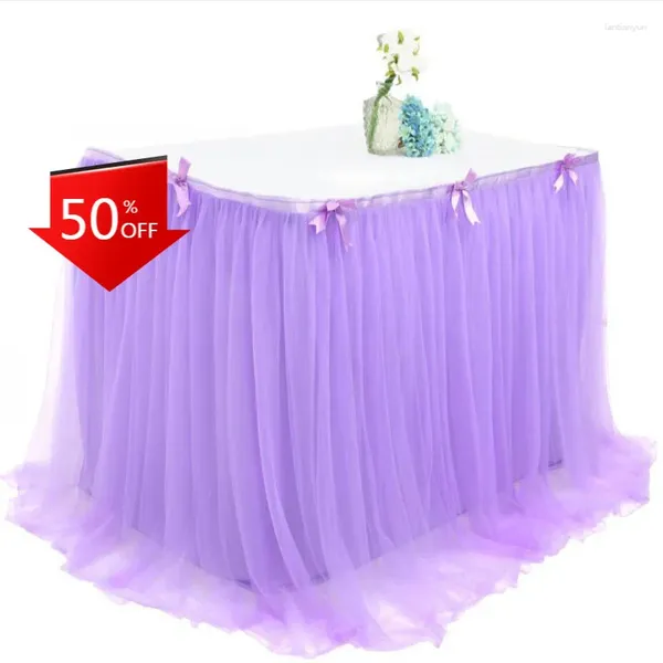 Jupe de Table Tutu en Tulle, vaisselle pour décoration de mariage, fête prénatale, Banquet, Textile de maison