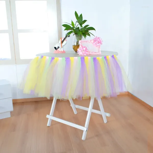 Jupe de Table Tutu, décor de chaise haute, décoration d'anniversaire pour enfants, cadeaux de réception-cadeau pour bébé, vaisselle, fournitures de fête, 91x35cm