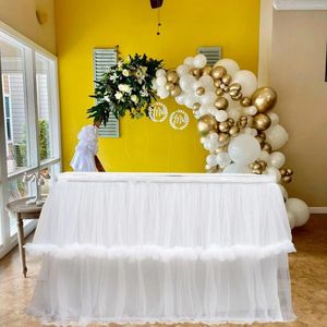 Jupe de Table Tutu en Tulle pour fête de mariage, décor de bureau, fête d'anniversaire, réception-cadeau pour bébé, jupes de Banquet, décoration