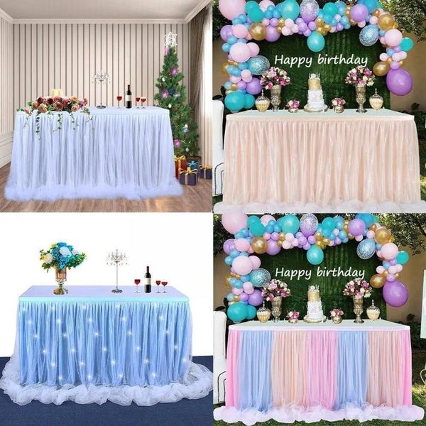 Jupe de Table Tutu en Tulle pour fête de mariage, couverture de Table, décoration de maison, jupe en tissu pour fête d'anniversaire et bébé D9z1