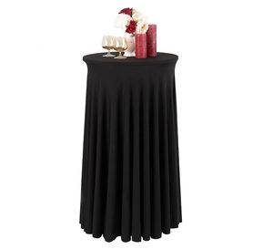 Falda de mesa Cubierta de mesa de cóctel redonda blanca Cubierta de mesa de medusas elástica elástica de spandex negro Mantel para el banquete de boda en casa 231019