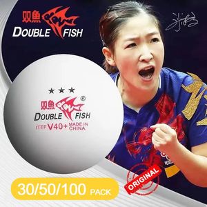 Balles de tennis de table DOUBLE FISH V40 Original 3 étoiles Ping Pong cousu matériau ABS avec ITTF approuvé 231030