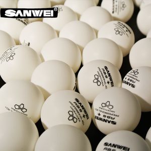 Pelotas de tenis de mesa aprobadas por la ITTF SANWEI 3 estrellas ABS 40 bolas de PP cosidas uso en torneos pelota de ping pong 100pcsbag 230801