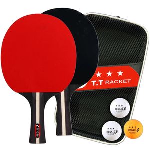 Raquette de tennis de table 2 raquettes 3 balles Raquette de ping-pong Raquettes de tennis de table professionnelles avec sac pour jeu d'entraînement pour débutants 240123