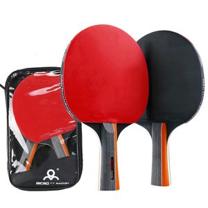 Tafeltennisraquets 1 Paar Racket Set Professionele Rubber Carbon Pingpong Korte Lange Handvat Training Paddle 231020