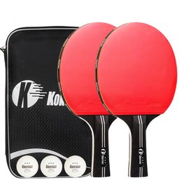 Tafeltennis Raquets 1set 3Star Racket Short Long Handle Ittf goedgekeurd 868 Rubber 7 -laag met 2 rackets 3 ballen gratis spons voor beginner 230307