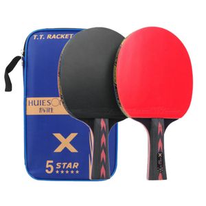 Raquettes de tennis de table 2 pièces Huieson 5 étoiles ensemble de raquettes en carbone puissant batte de Ping-Pong bon contrôle léger pour l'entraînement des adolescents 230822