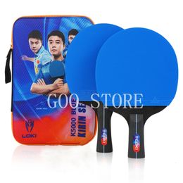 Raquettes de ping-pong 2 pièces LOKI K5000 raquette de carbone éponge bleue professionnel Original ping-pong avec sac 230613