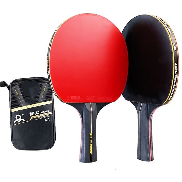 Table Raaquets de tennis 2pcs Professionnel 6 étoiles Racket Ping Pong Set Pimples in Rubber Hight Quality Blade bat paddle with Bag L230816
